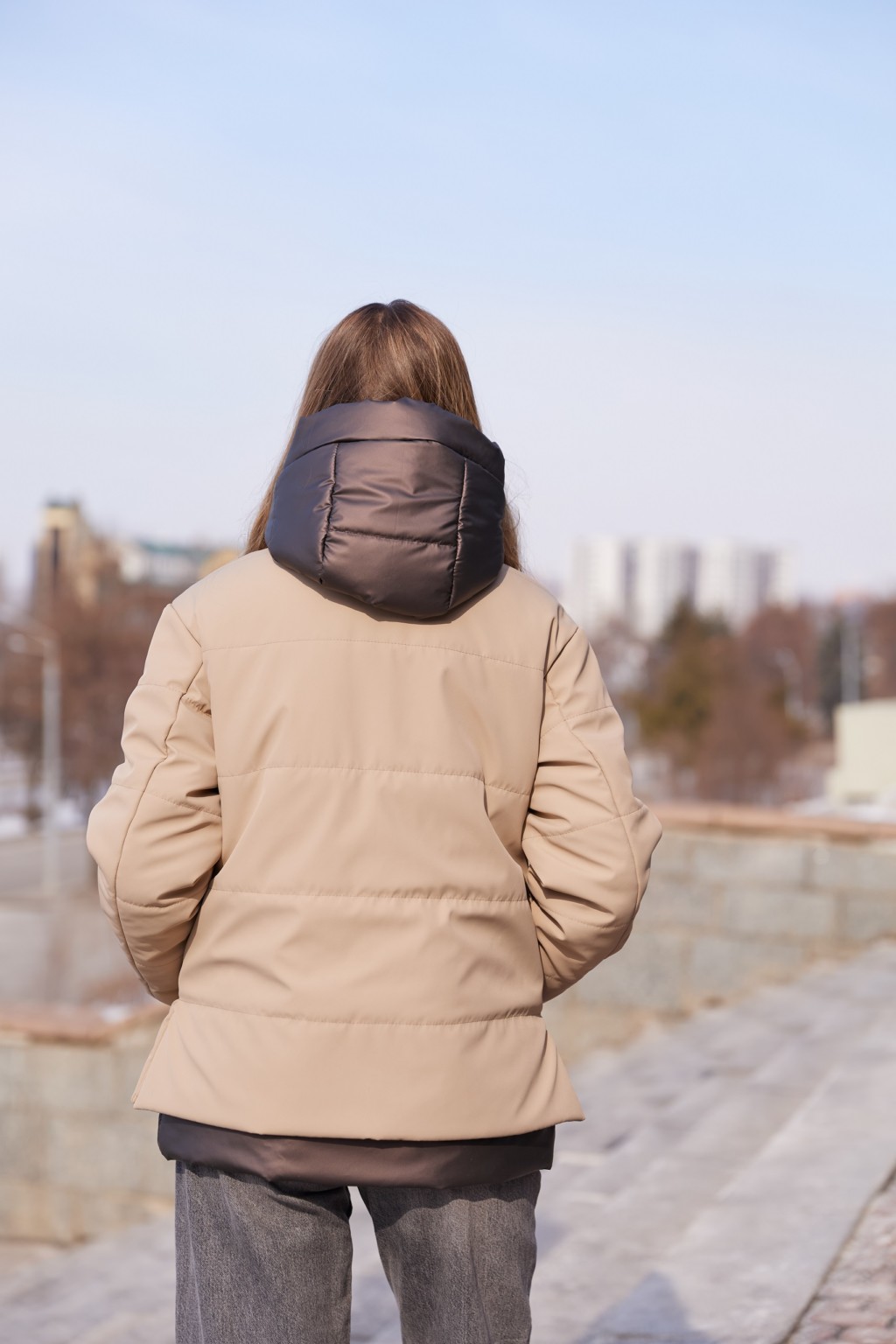 Демисезонная куртка Mila Nova К-367 кемел+шоколад — изображение 7