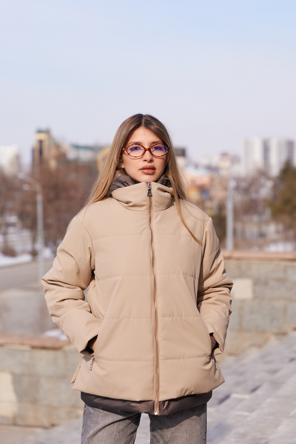 Демисезонная куртка Mila Nova К-367 кемел+шоколад — изображение 3