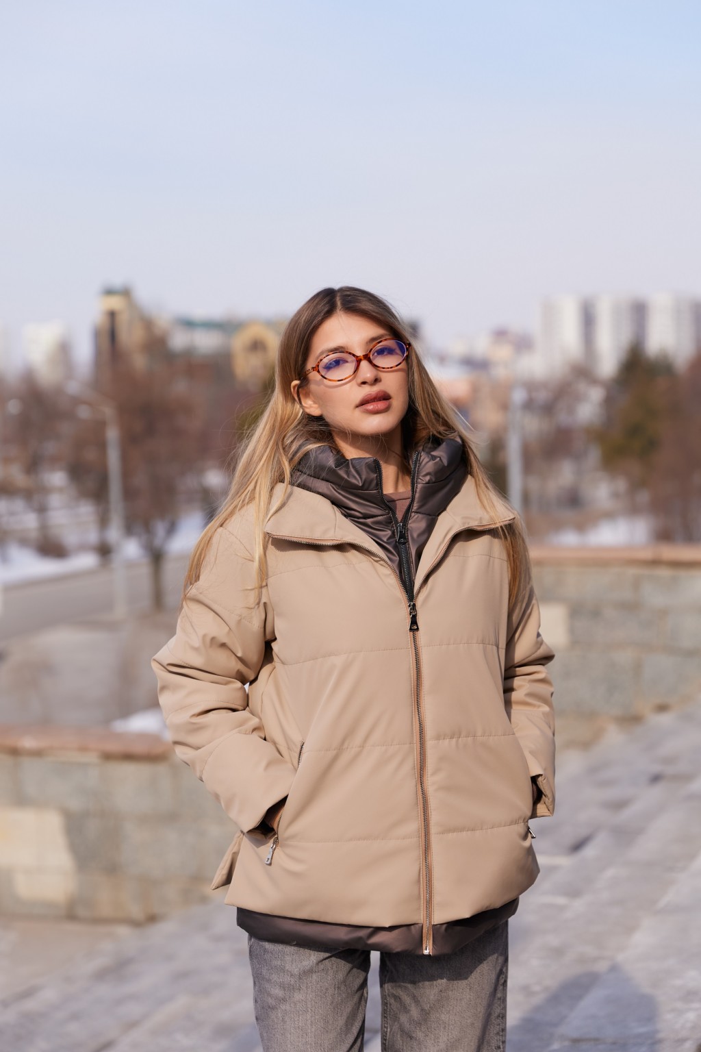 К-367кемел+шоколад (9) Демисезонная куртка Mila Nova К-367 кемел+шоколад — изображение 1