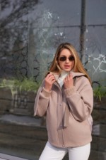 Демисезонный бомбер Mila Nova К-368 бежевый+капучино — изображение 3