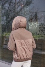 Демисезонный бомбер Mila Nova К-368 капучино+бежевый — изображение 7