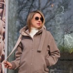 Демисезонный бомбер Mila Nova К-368 капучино+бежевый