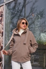 Демисезонный бомбер Mila Nova К-368 капучино+бежевый