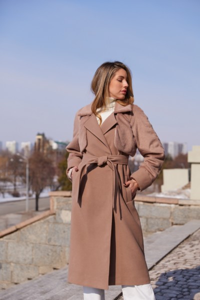 Демисезонное пальто Mila Nova ПВ-307ман,  капучино