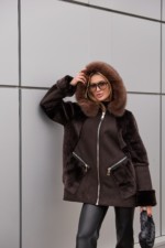 Зимняя дубленка Mila Nova Д-234  шоколадный