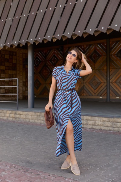 Летнее платье Mila Nova Ф-84 бирюза+шоколад