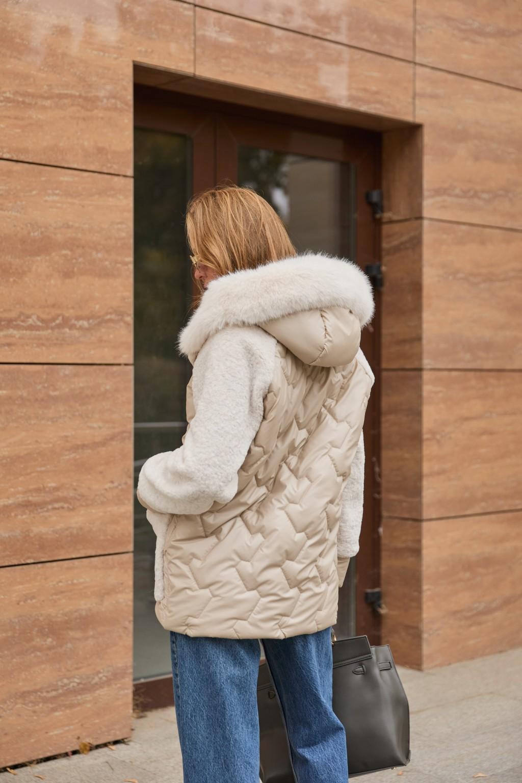 Зимняя куртка Mila Nova К-308  кап бежевый — изображение 5