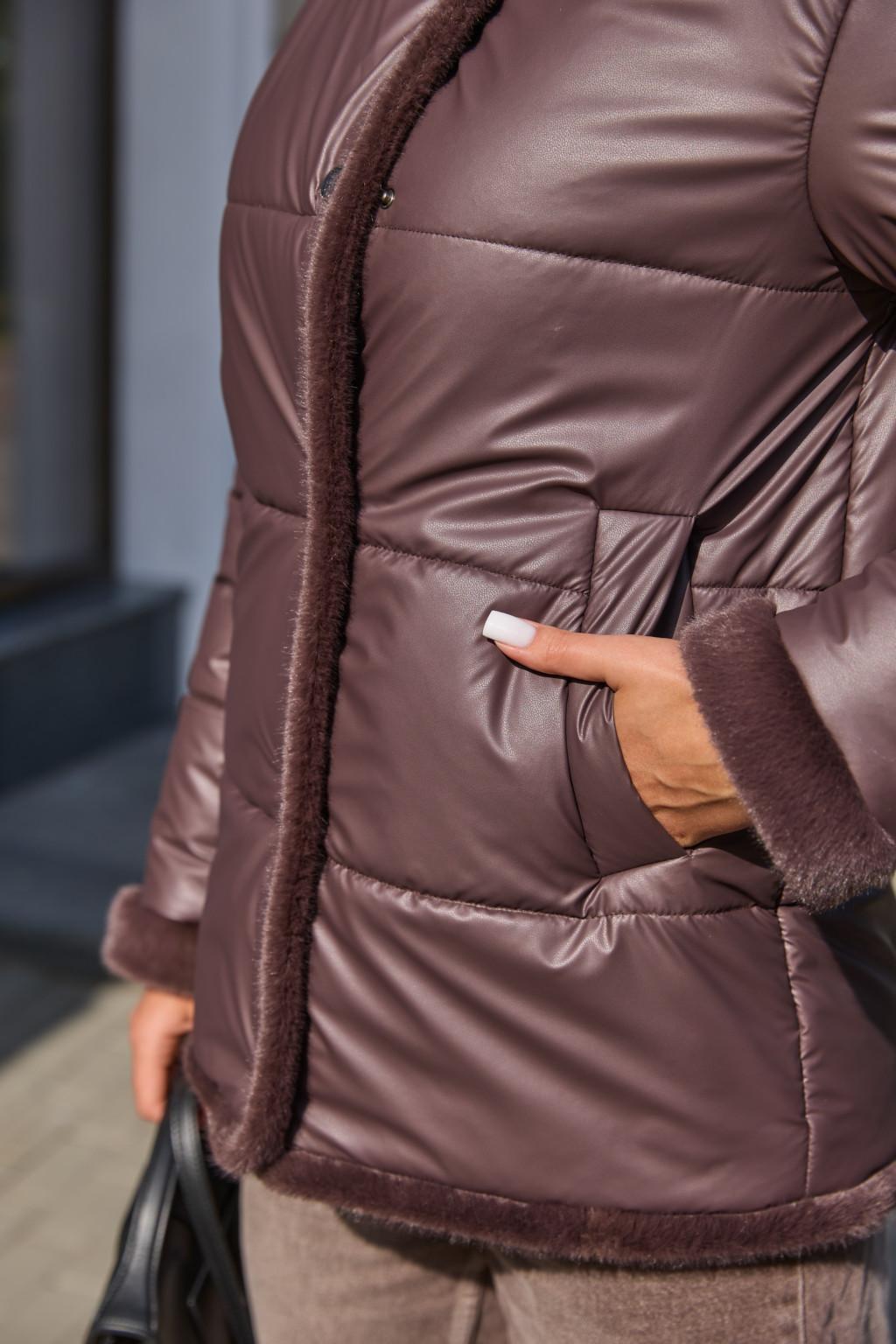 Зимняя куртка Mila Nova К-349 шоколад — изображение 3