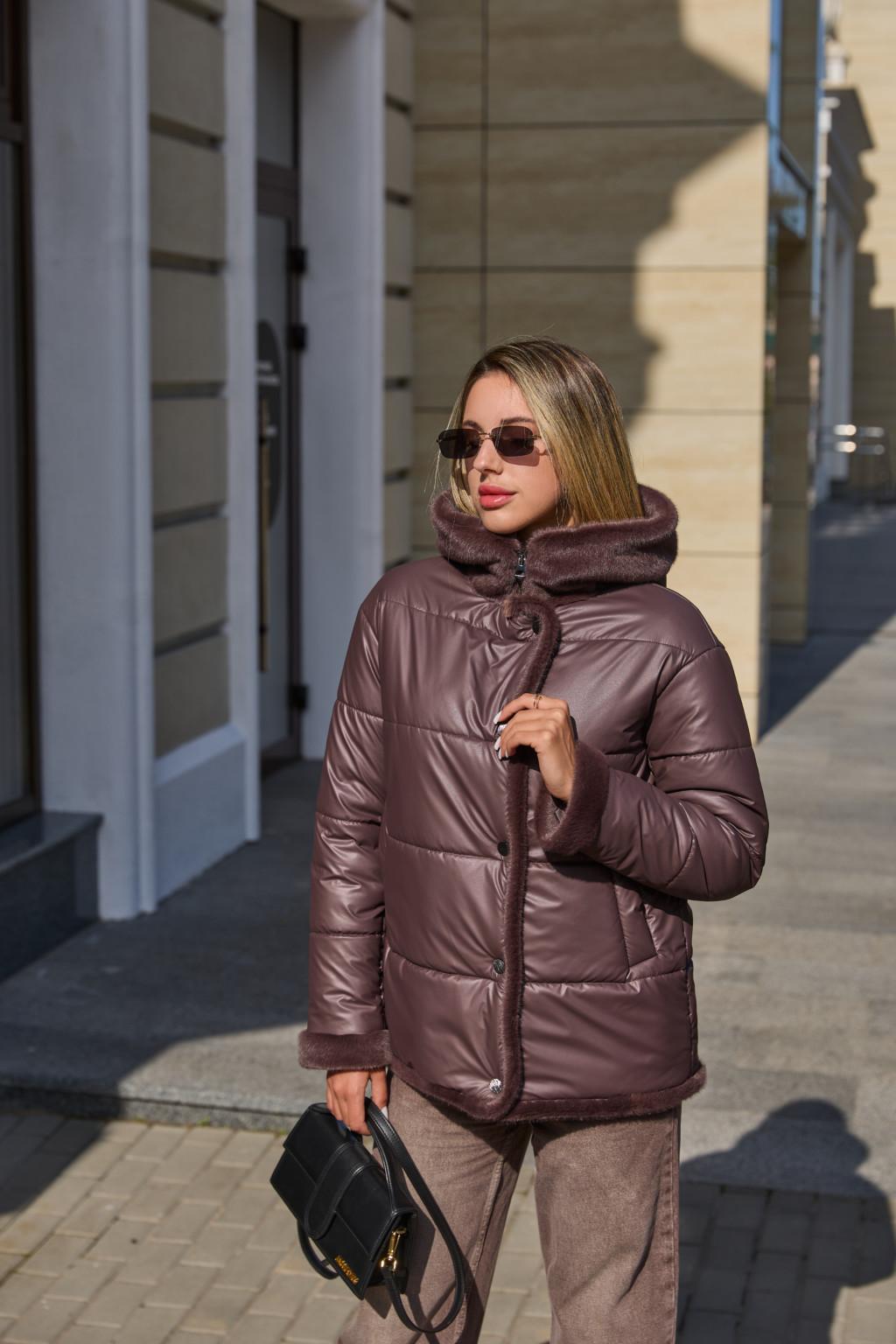 Зимняя куртка Mila Nova К-349 шоколад — изображение 2