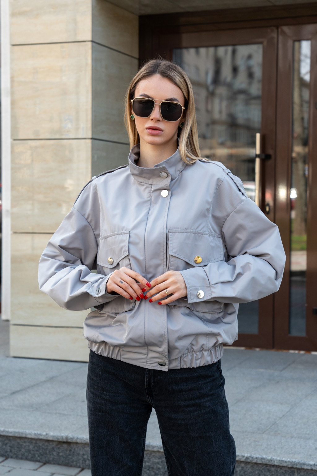 Демисезонный бомбер Mila Nova Q-105 серый — изображение 1