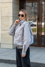 Демисезонный бомбер Mila Nova Q-105 серый — изображение 2