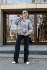 Демисезонный бомбер Mila Nova Q-105 серый — изображение 4