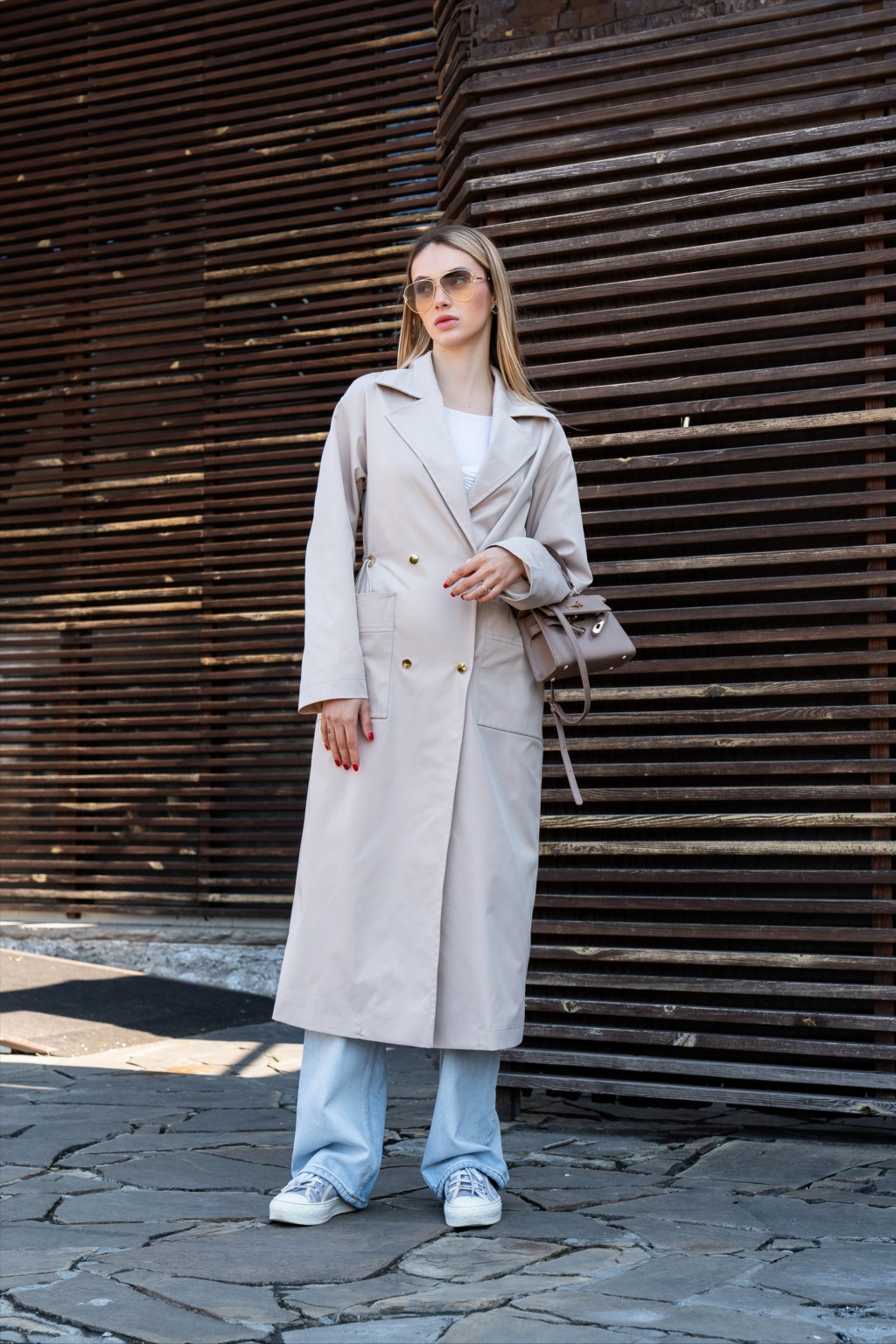 Q-99beg8 Демисезонный тренч Mila Nova Q-99 бежевый — изображение 1