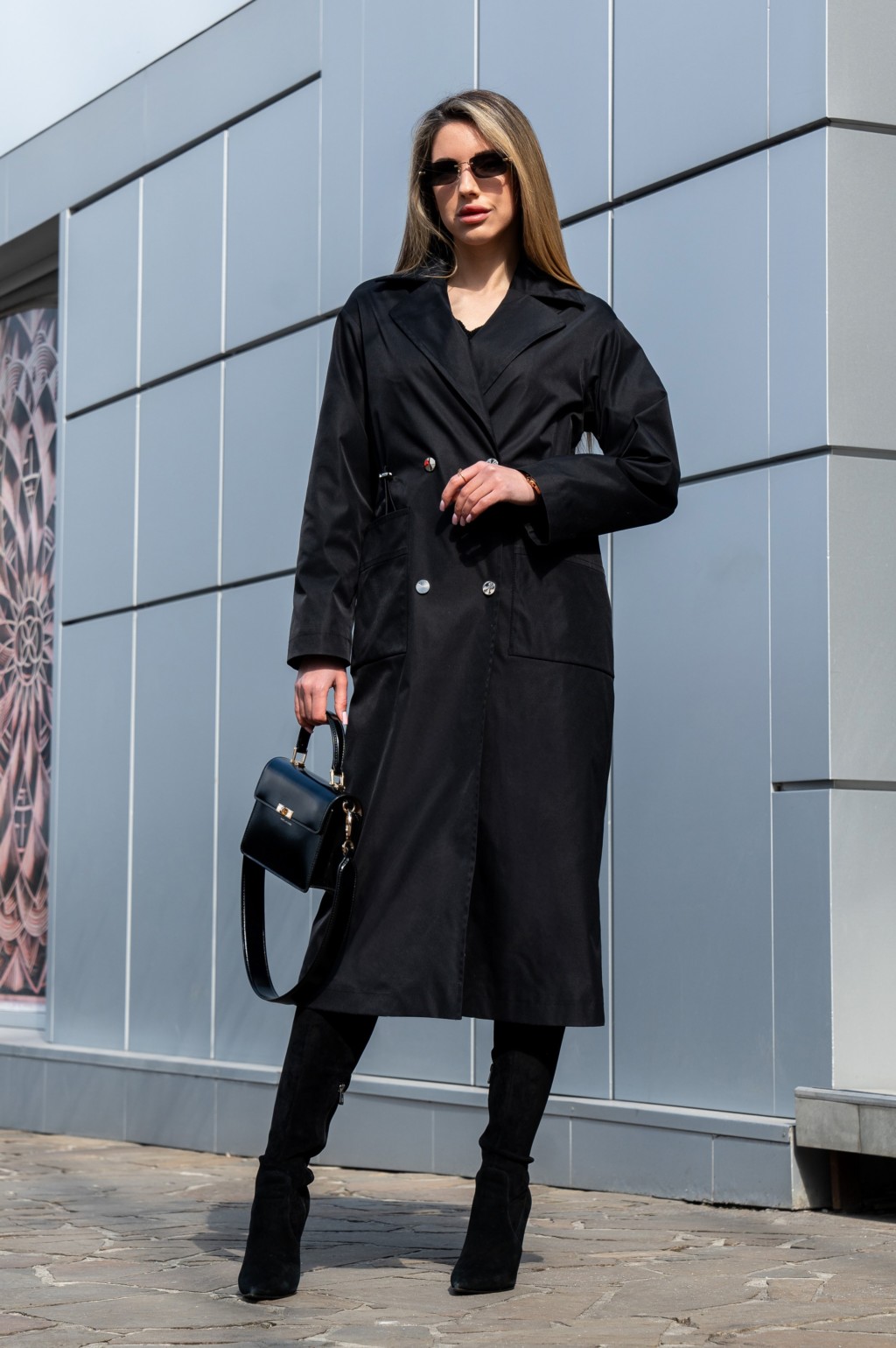 Демисезонный тренч Mila Nova Q-99 черный — изображение 1