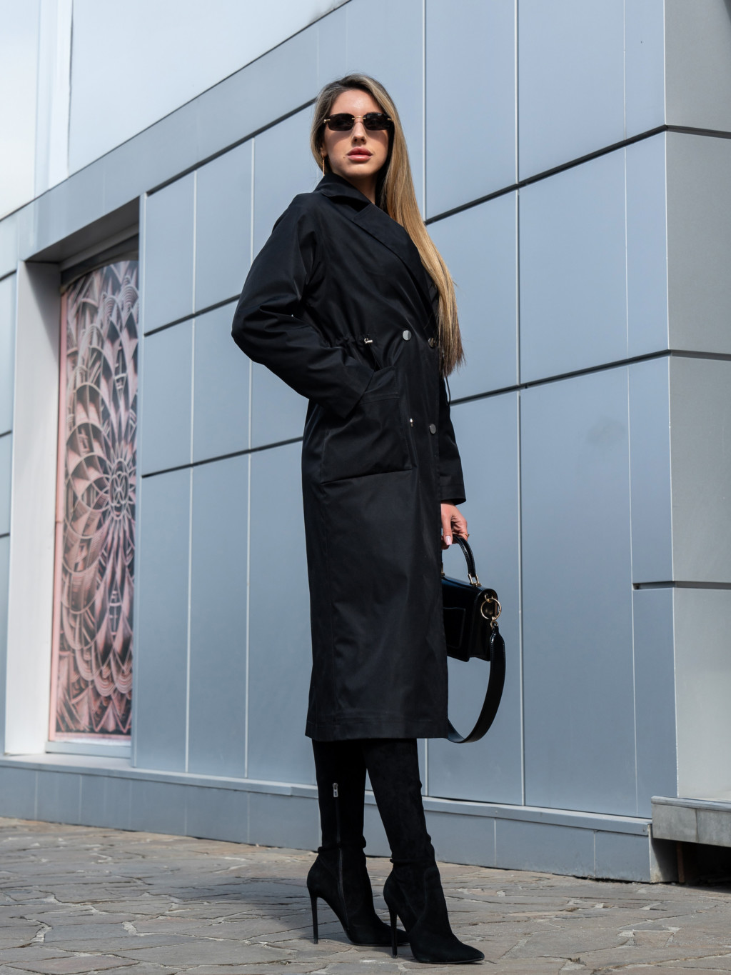 Демисезонный тренч Mila Nova Q-99 черный — изображение 3