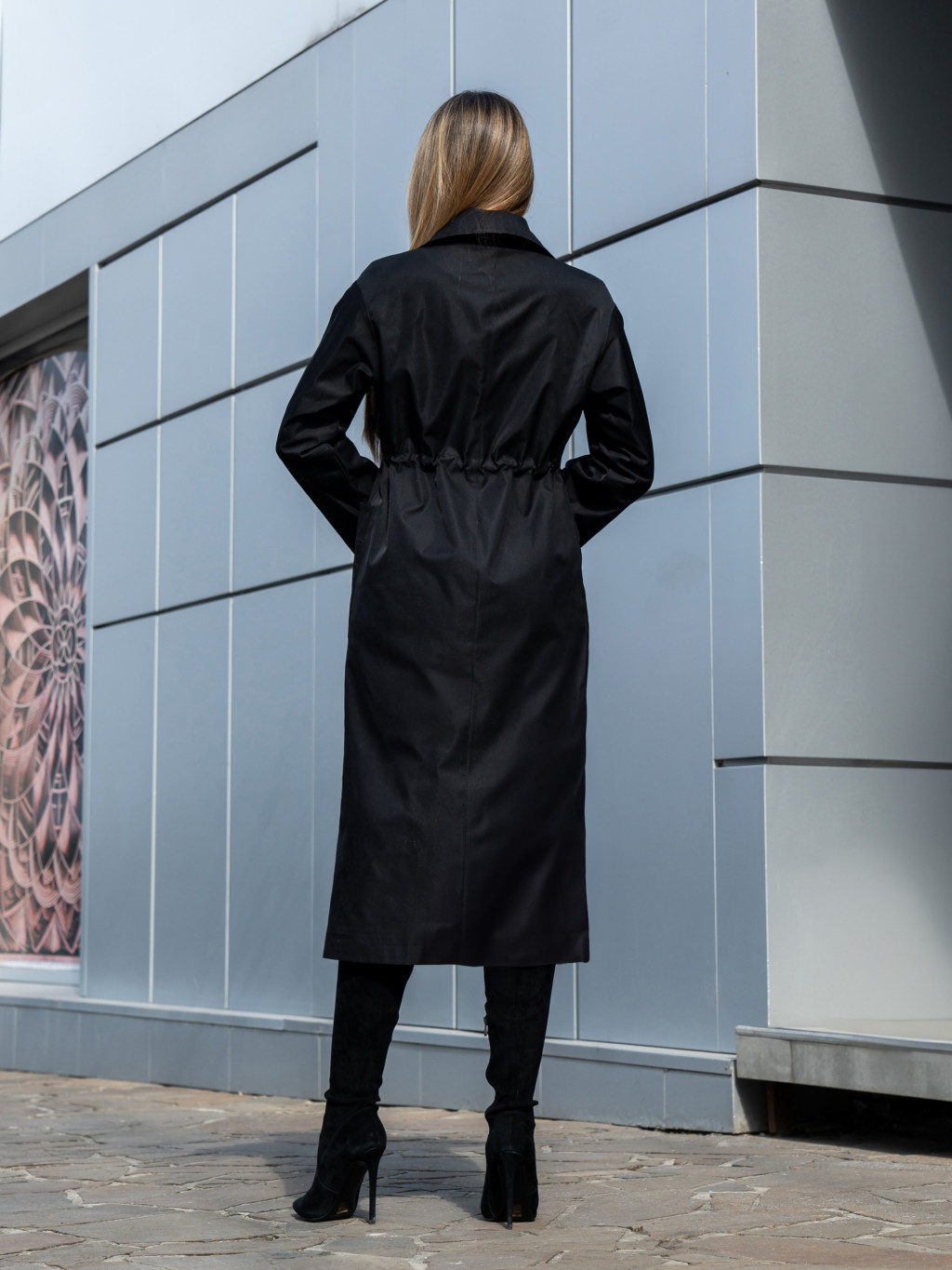 Демисезонный тренч Mila Nova Q-99 черный — изображение 4