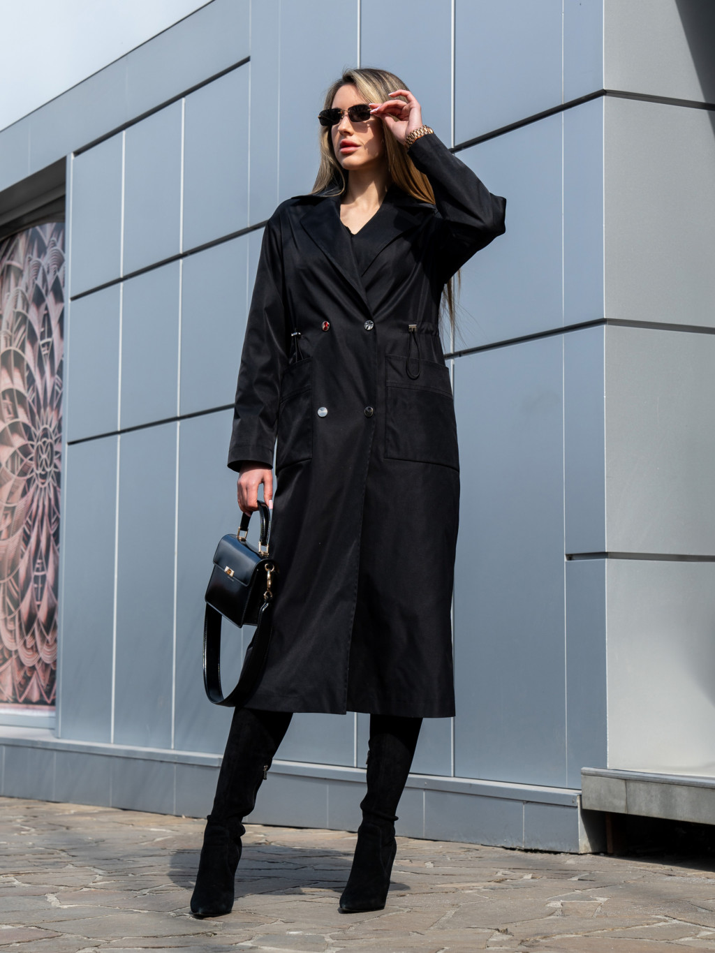 Демисезонный тренч Mila Nova Q-99 черный — изображение 5