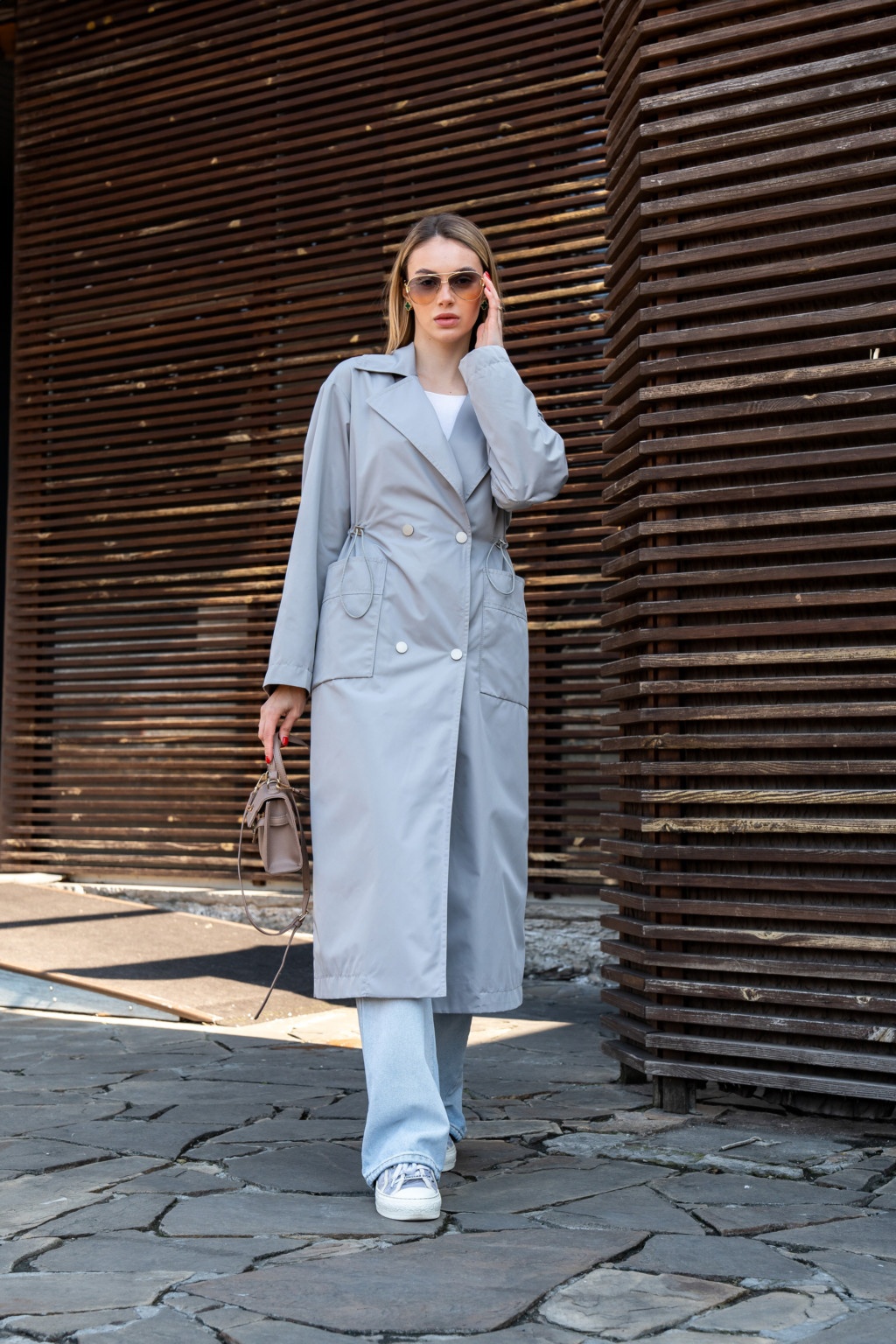 Демисезонный тренч Mila Nova Q-99 серый — изображение 1