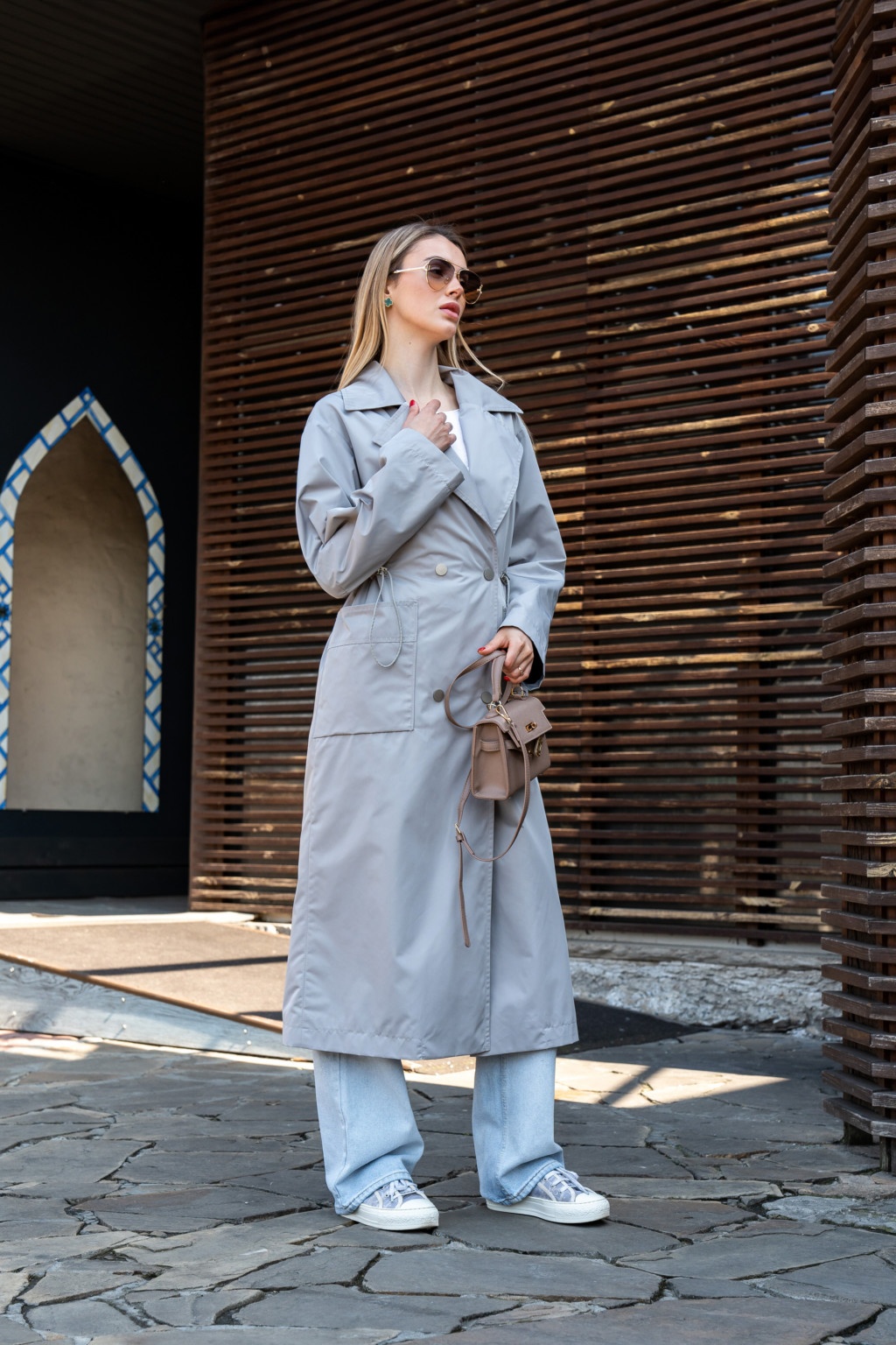 Демисезонный тренч Mila Nova Q-99 серый — изображение 2