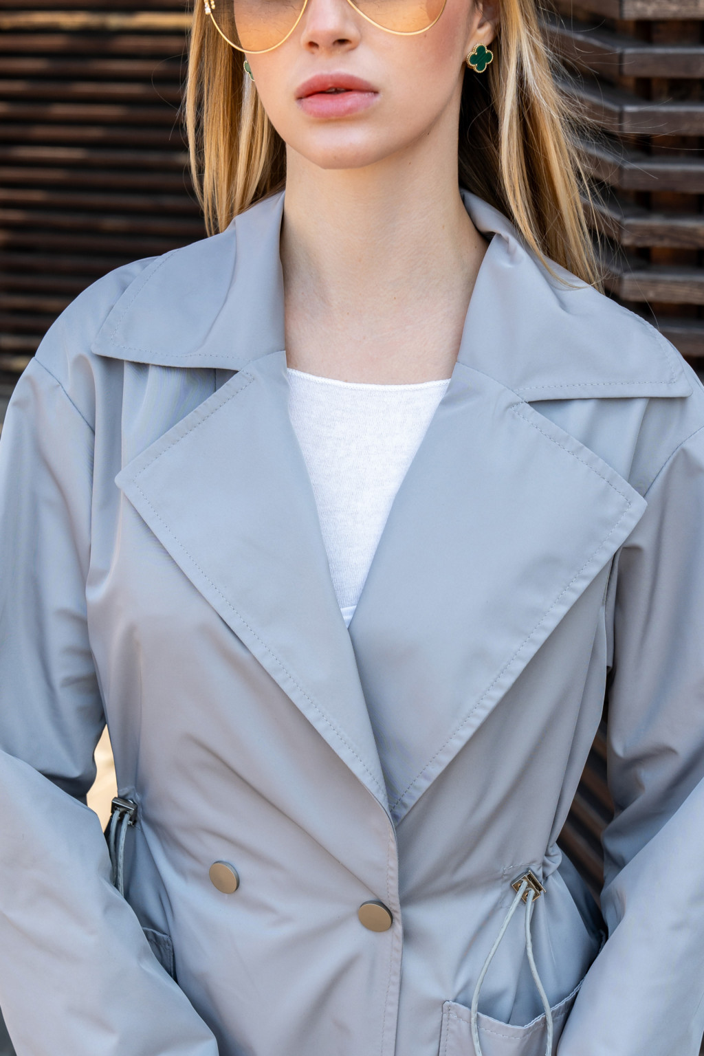 Демисезонный тренч Mila Nova Q-99 серый — изображение 6