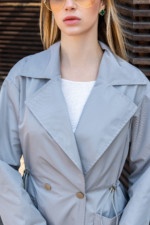 Демисезонный тренч Mila Nova Q-99 серый — изображение 6