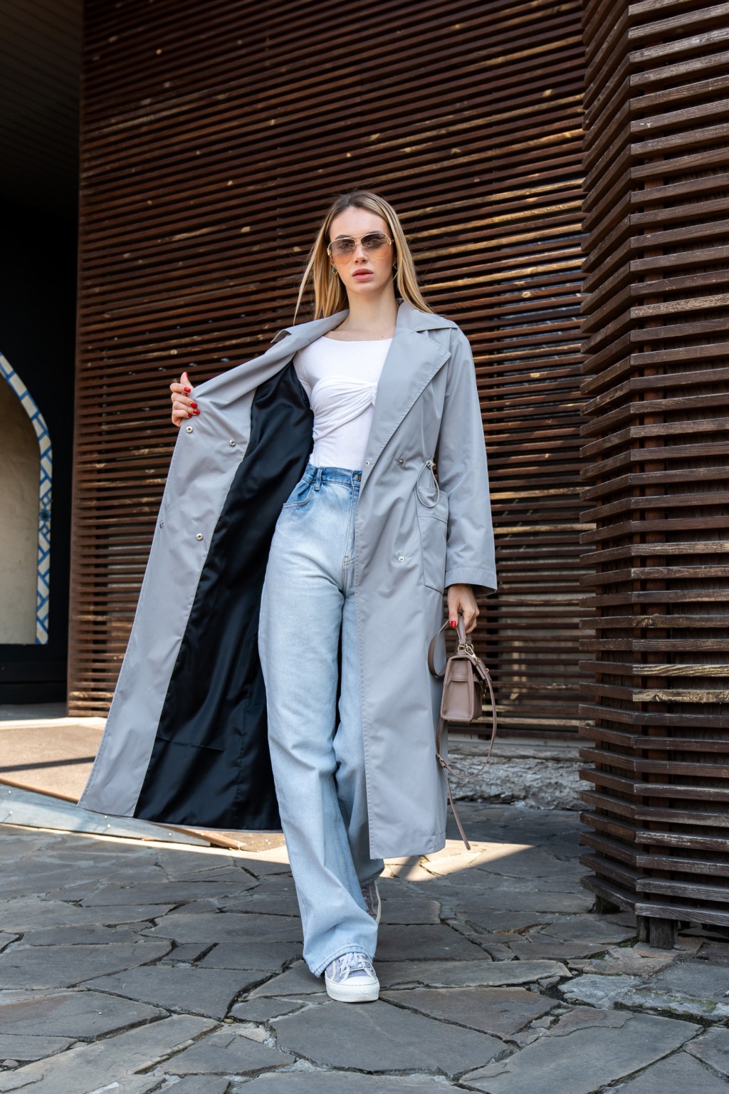 Демисезонный тренч Mila Nova Q-99 серый — изображение 7