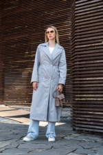 Демисезонный тренч Mila Nova Q-99 серый — изображение 9