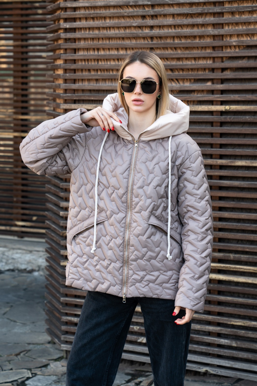 Демисезонная куртка Mila Nova К-365 мокко+молоко — изображение 1