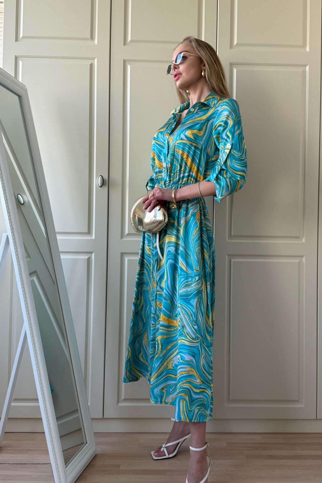 Летнее платье Mila Nova Ф-80 бирюза+ лимонный — изображение 2