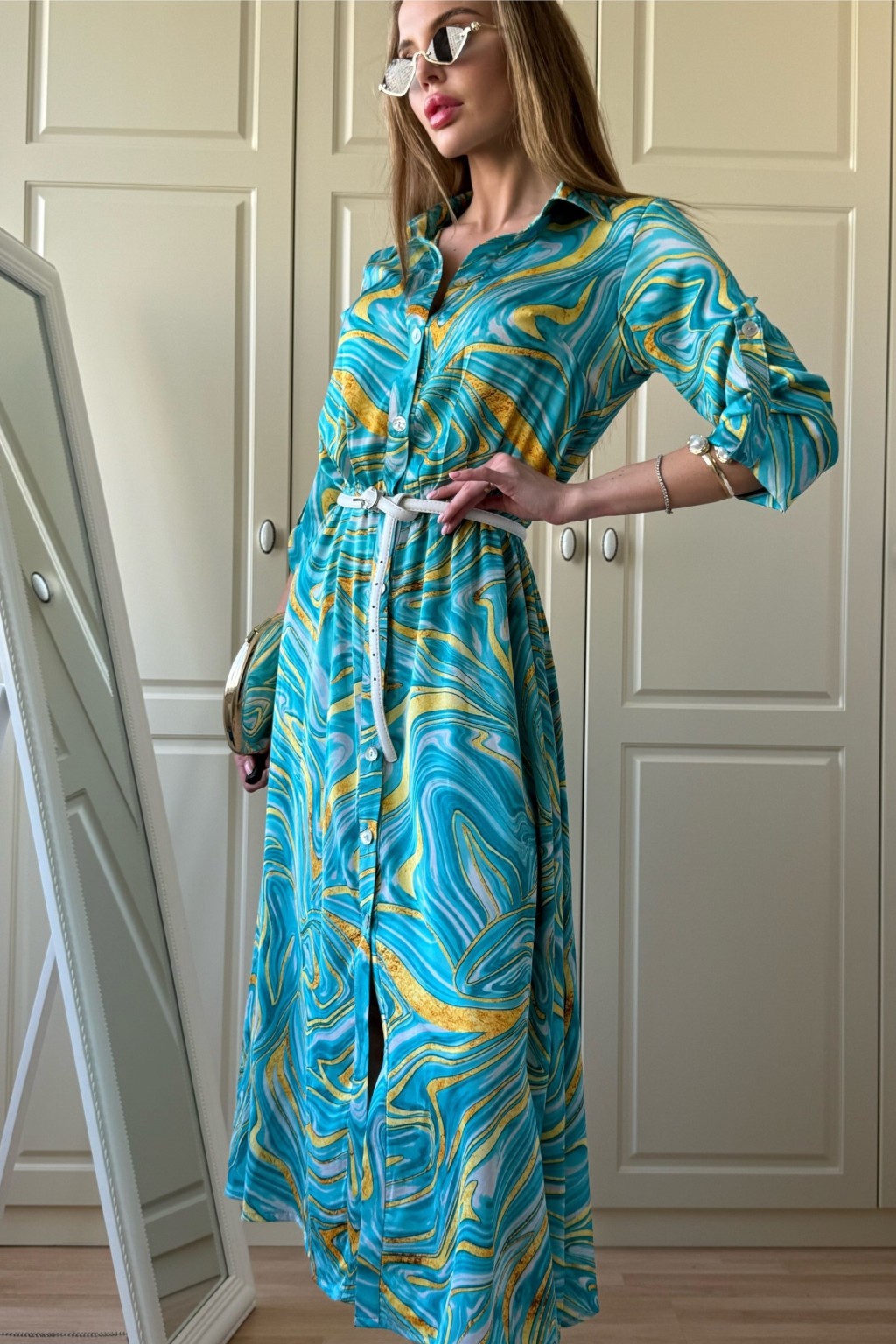 Летнее платье Mila Nova Ф-80 бирюза+ лимонный — изображение 3