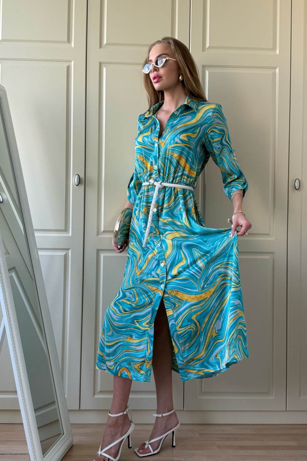 Летнее платье Mila Nova Ф-80 бирюза+ лимонный — изображение 4