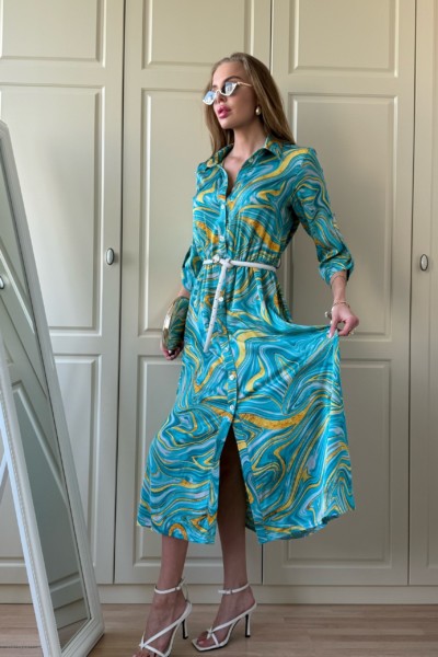 Летнее платье Mila Nova Ф-80 бирюза+ лимонный