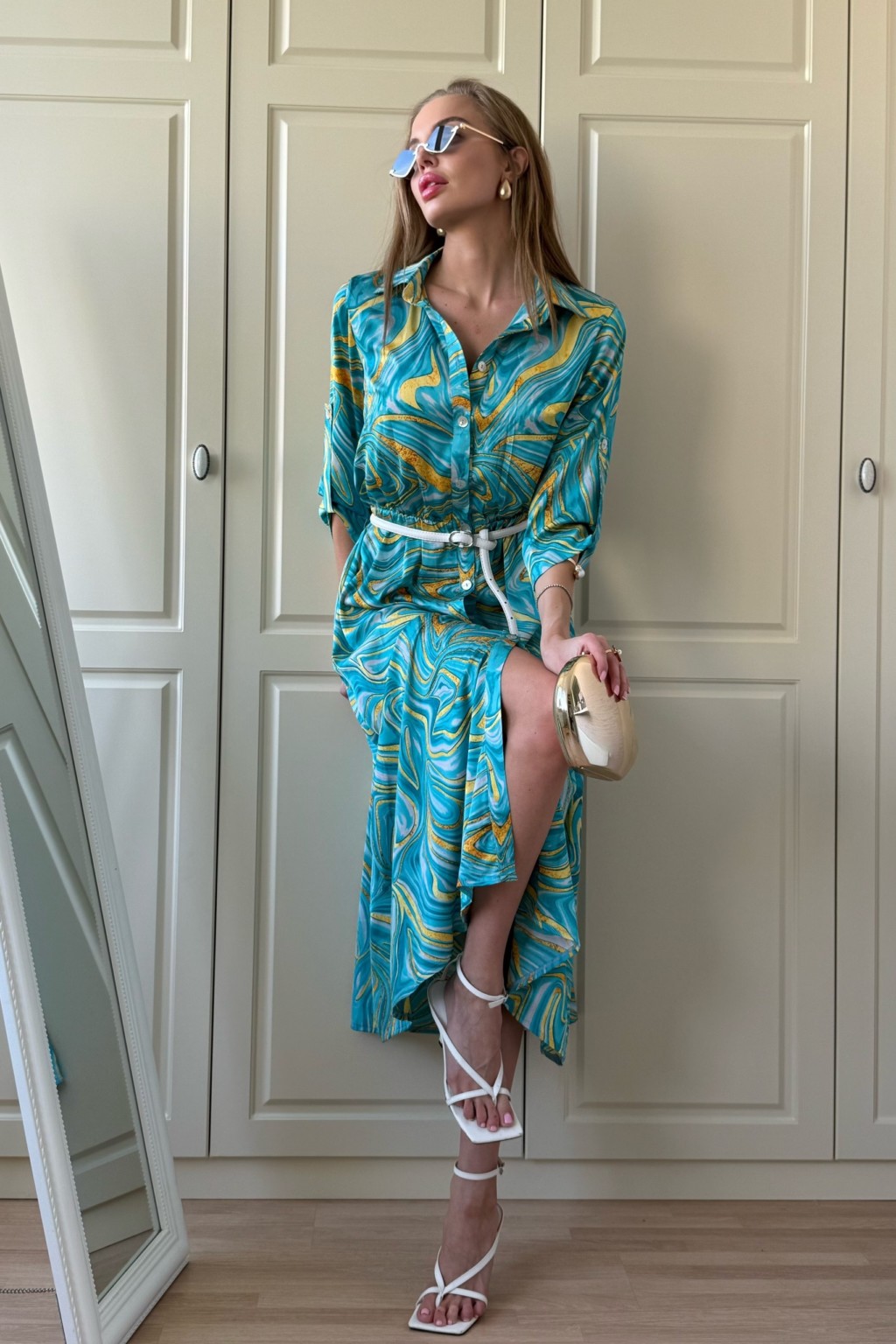 Летнее платье Mila Nova Ф-80 бирюза+ лимонный — изображение 5