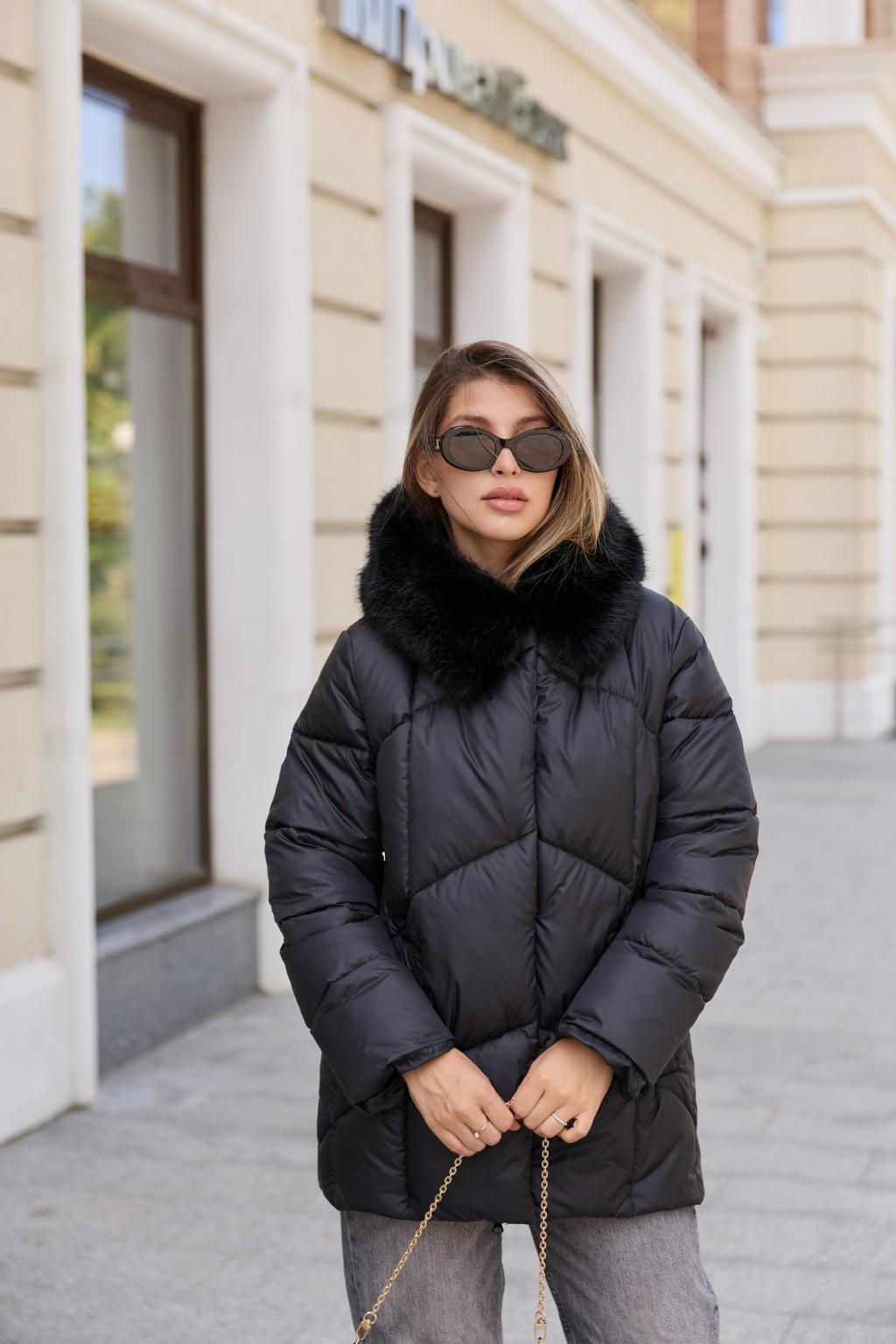 Зимняя куртка Mila Nova К-344 черный+черный — изображение 3