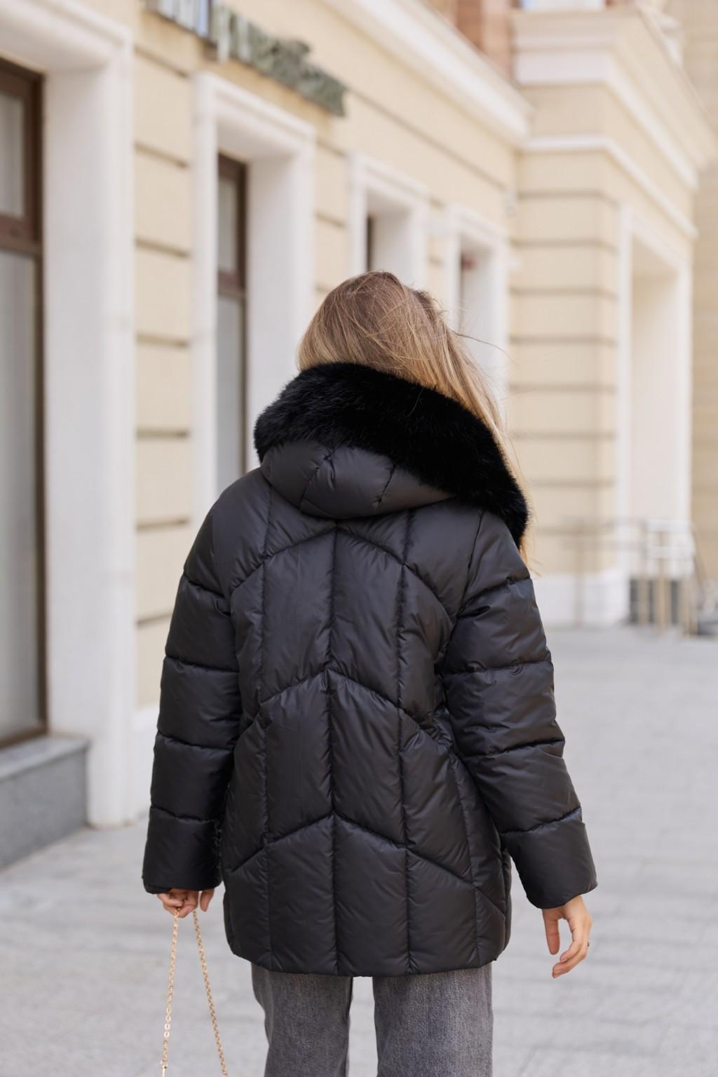 Зимняя куртка Mila Nova К-344 черный+черный — изображение 4