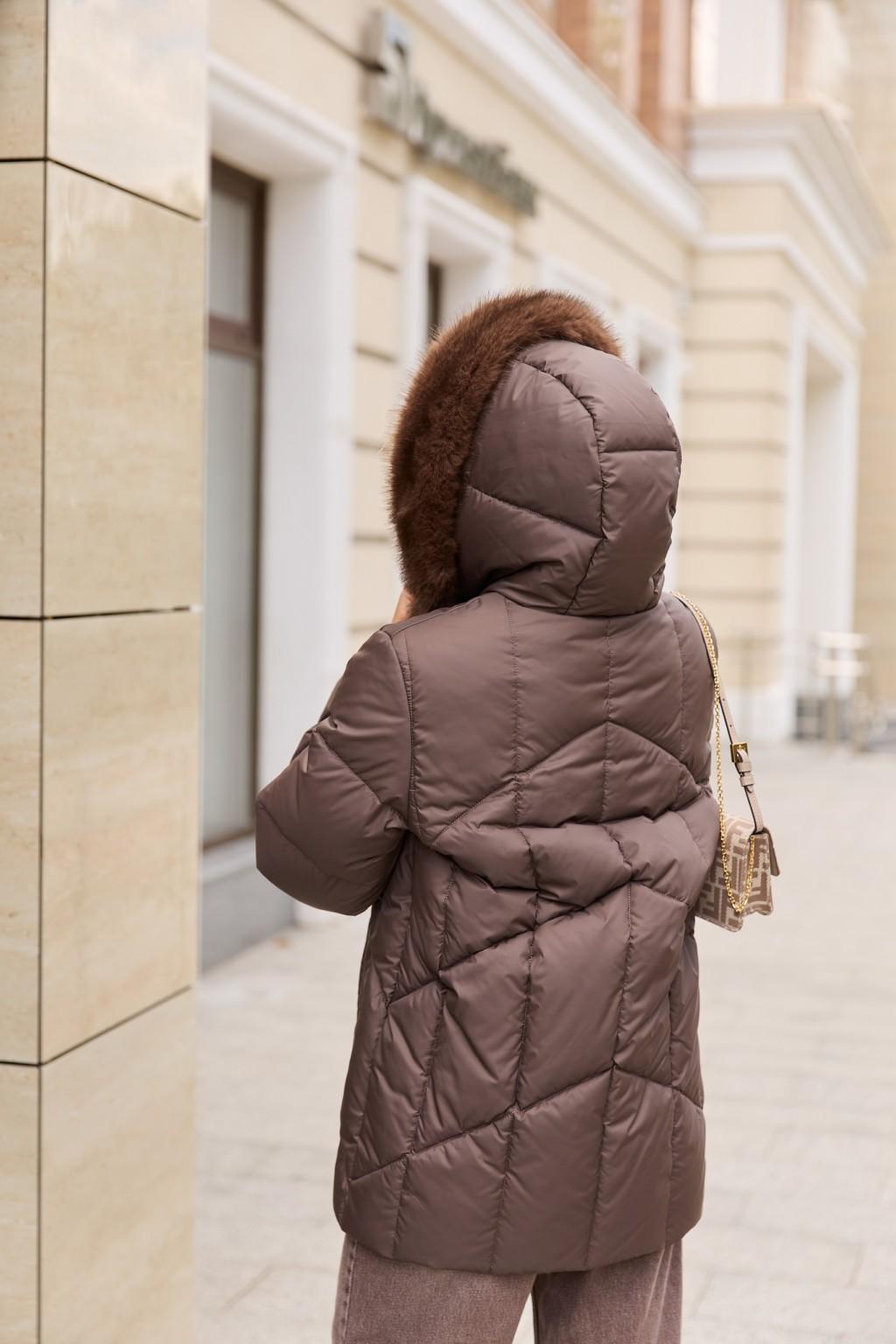 Зимняя куртка Mila Nova К-344 шоколадный — изображение 4