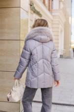 Зимняя куртка Mila Nova К-344 светло-серый — изображение 4