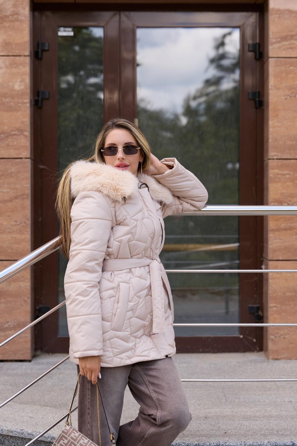 Зимняя куртка Mila Nova К-345 бежевый — изображение 3