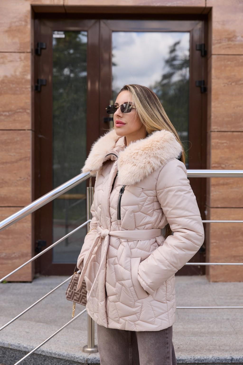 Зимняя куртка Mila Nova К-345 бежевый — изображение 4