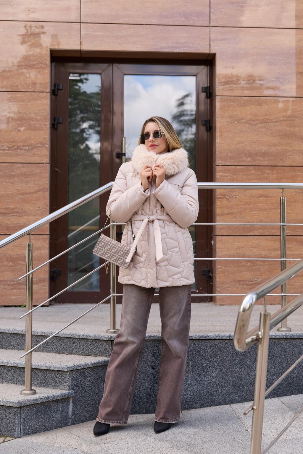 Зимняя куртка Mila Nova К-345 бежевый — изображение 6