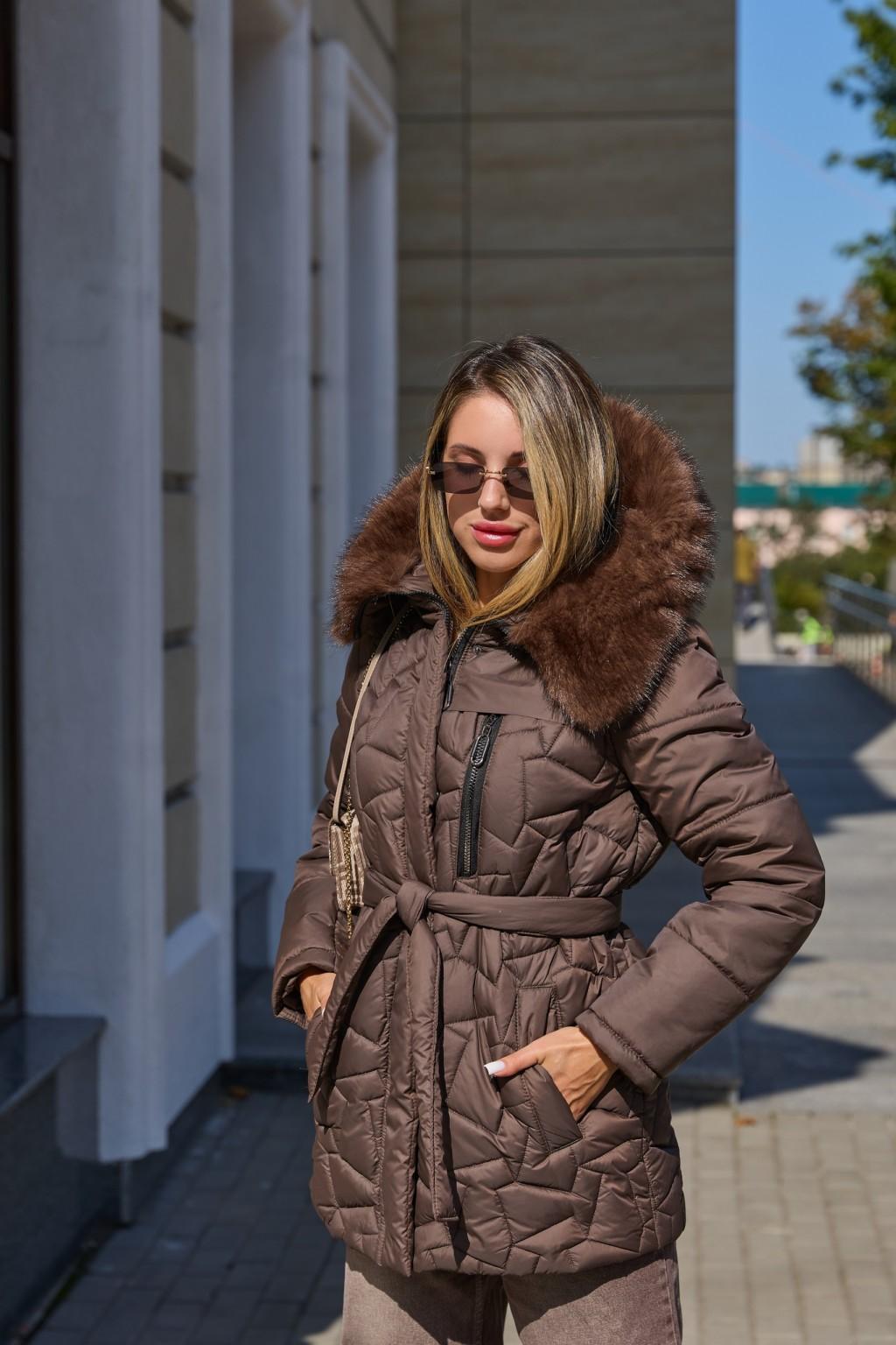 Зимняя куртка Mila Nova К-345 шоколадный — изображение 7