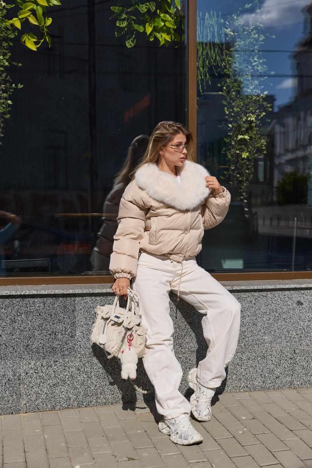 Зимняя куртка Mila Nova К-348 бежевый — изображение 4