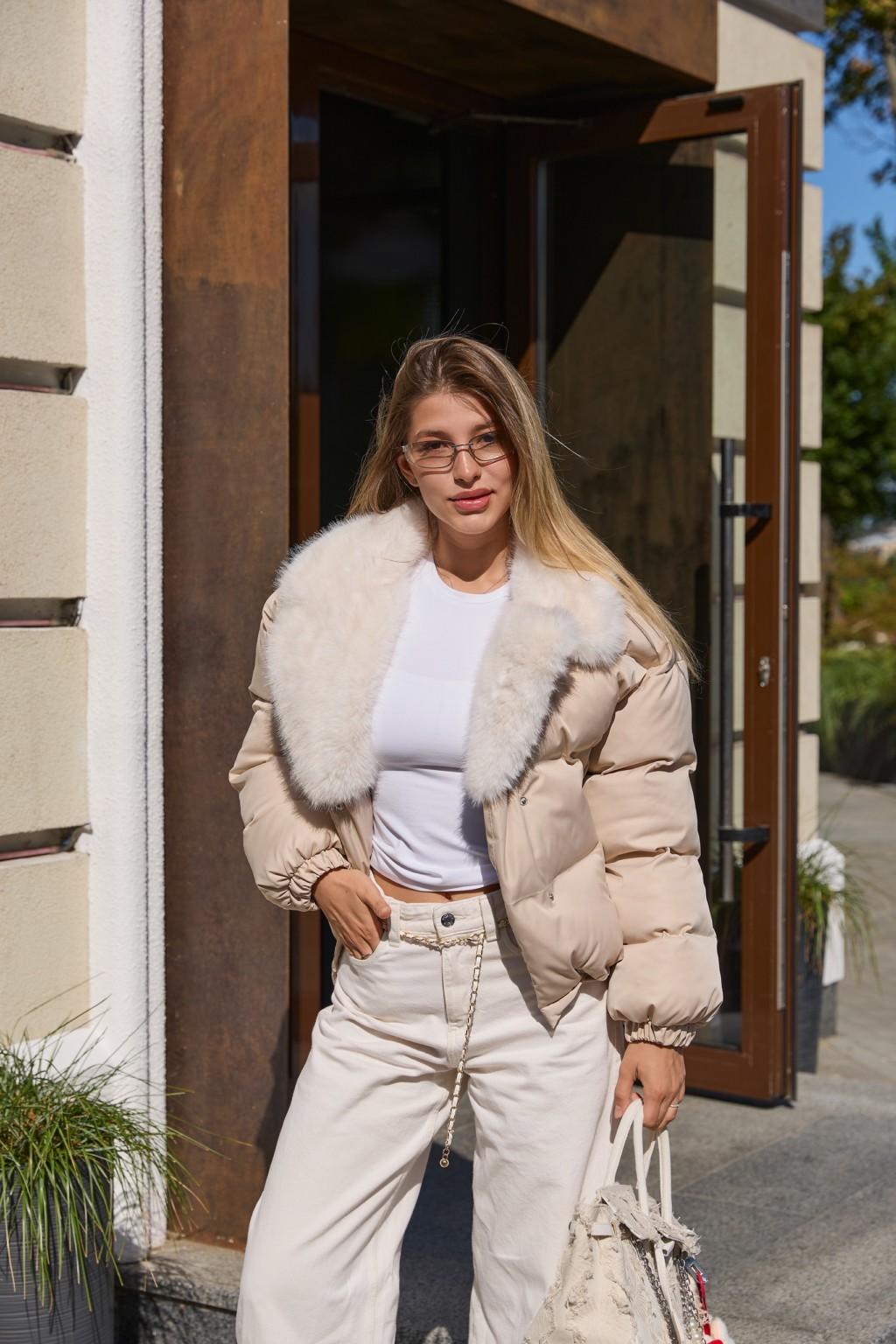 Зимняя куртка Mila Nova К-348 бежевый — изображение 6