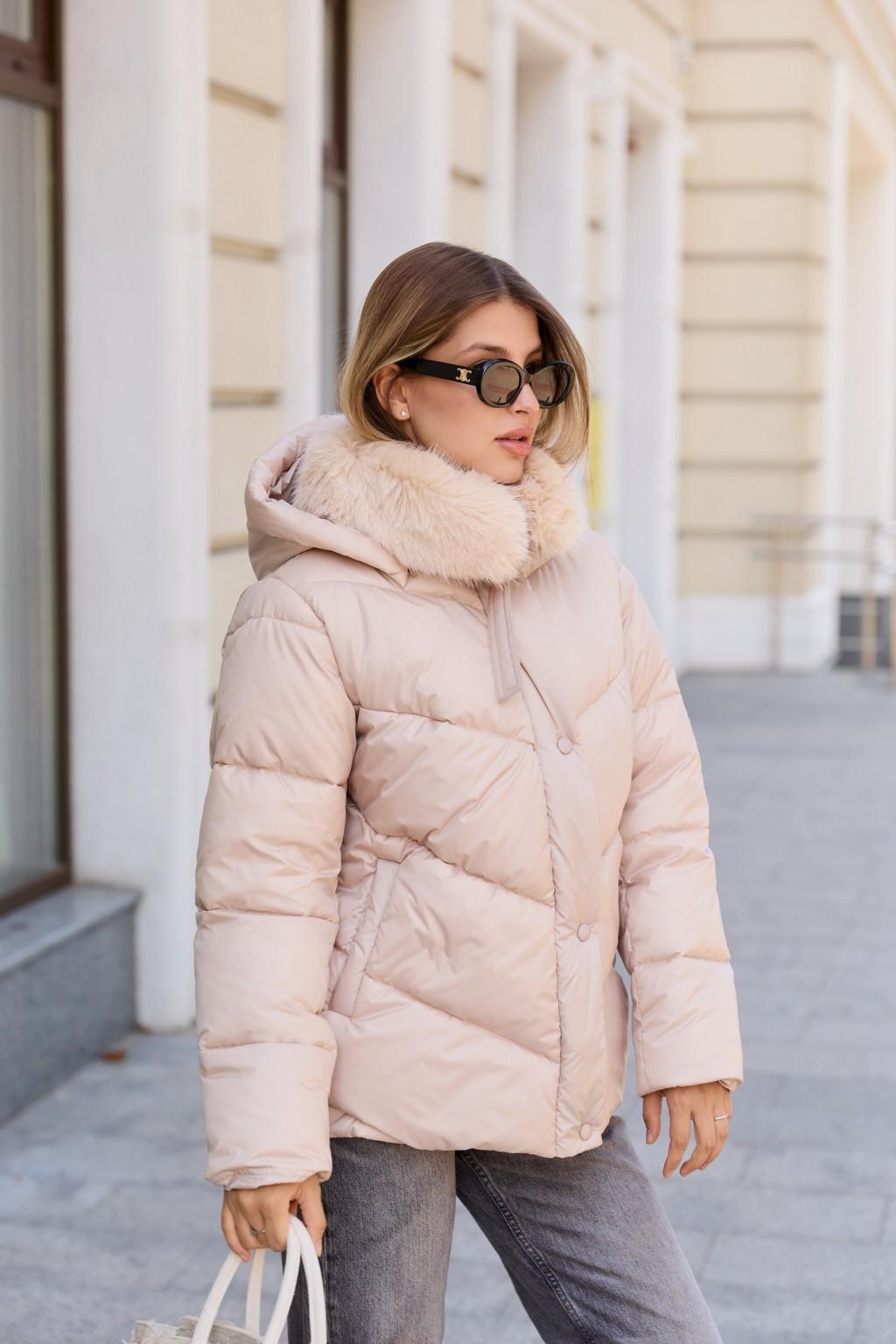 Зимняя куртка Mila Nova К-350 бежевый — изображение 5