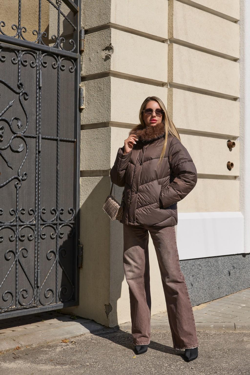 Зимняя куртка Mila Nova К-350 шоколадный — изображение 3