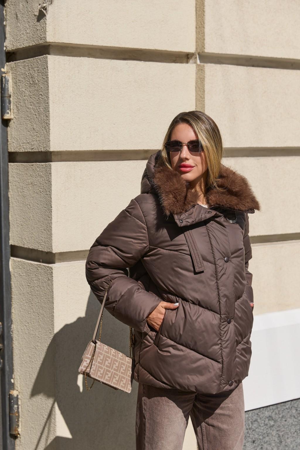 Зимняя куртка Mila Nova К-350 шоколадный — изображение 4