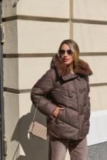 Зимняя куртка Mila Nova К-350 шоколадный — изображение 4