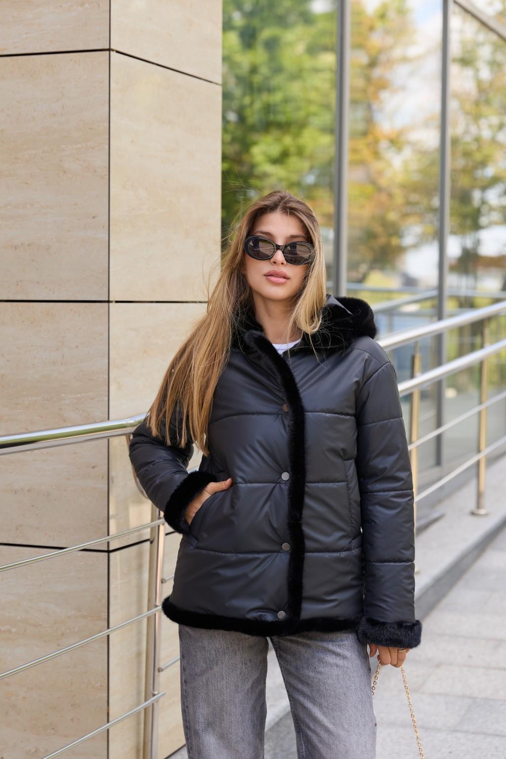 Зимняя куртка Mila Nova К-349 черный — изображение 4