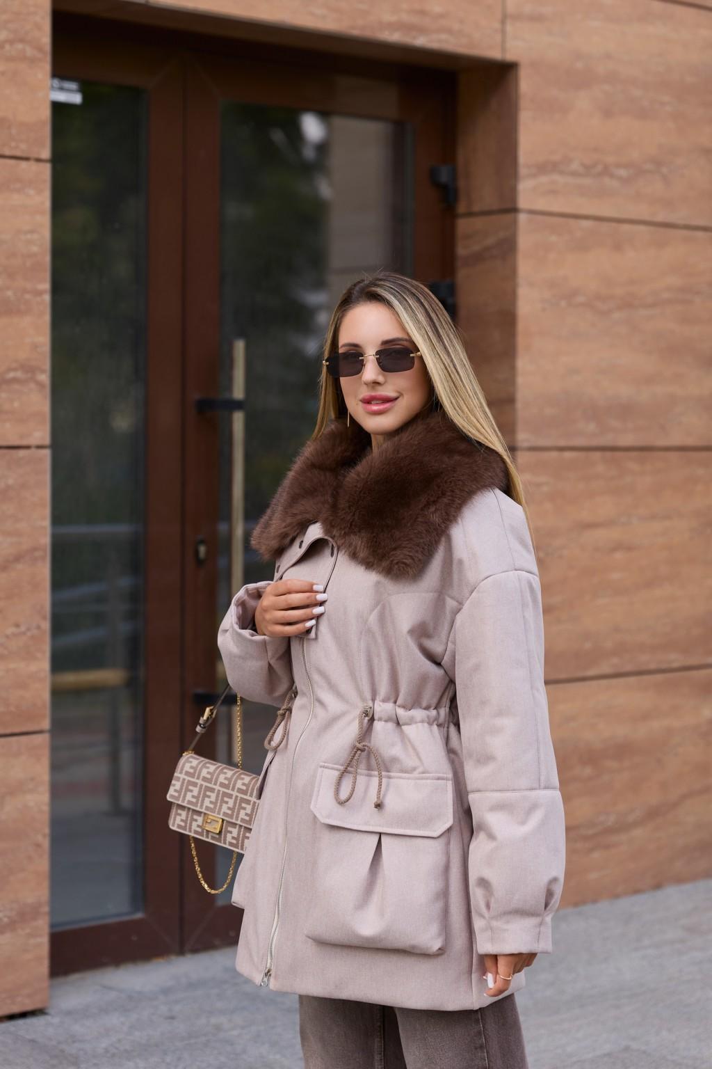 Зимняя куртка Mila Nova К-371 капучино — изображение 3