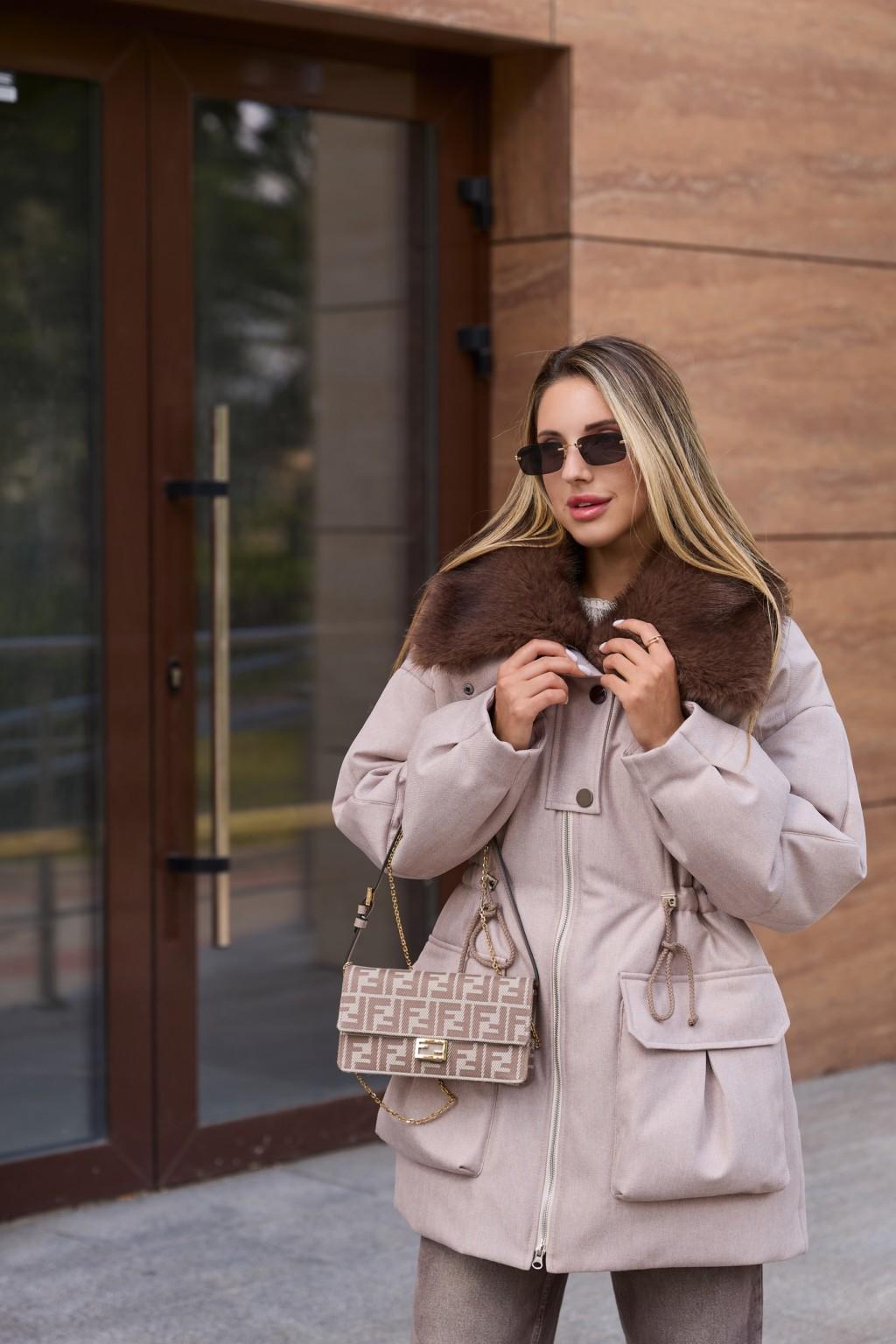 K-371kap-2 Зимняя куртка Mila Nova К-371 капучино — изображение 1